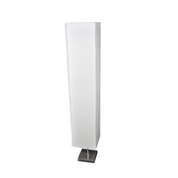 Lampe sur pied de style japonais avec base chromée et abat-jour en papier crépon blanc