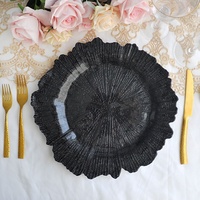 Assiette de présentation Reef Glass en verre, couleur champagne clair, vente en gros, 13 pouces, couleur personnalisable disponible pour la décoration de mariages, événements et fêtes