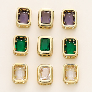 Perle rectangulaire en zircone cubique plaquée or 18 carats en cuivre pour bijoux DIY, bracelet, chaîne de téléphone portable, accessoire 4 7 9 mm - Product Image 5