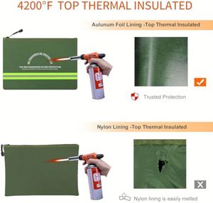 CUSTOM Waterproof Fireproof Organizer Zipper Closure Security Storage <b>Bag</b> for Cash Passport Filing Management <b>Document</b> - Product Image 4