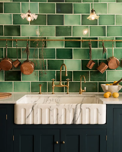 Lavabo in Marmo Scanalato Personalizzato, Lavandino Classico con Frontale a Grembiule, Lussuoso Lavabo in Marmo Arabescato per <span class=keywords><strong>Cucina</strong></span> e Bagno, per Hotel e Arredamento Casa - Product Image 3