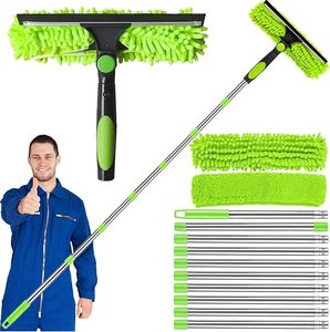 <span class=keywords><strong>Kit</strong></span> de <span class=keywords><strong>lavage</strong></span> de <span class=keywords><strong>vitres</strong></span> 3 en 1 avec 10 pôles d'extension, 2 brosses en microfibre et raclette, outil de nettoyage de <span class=keywords><strong>vitres</strong></span> télescopique - Product Image 1