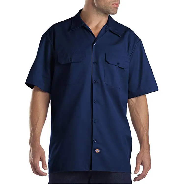 New arrive wool shirts double chest pockets navy blue cargo shirts for men