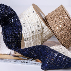 Nhà Máy len <span class=keywords><strong>spangle</strong></span> trang trí vải Ribbon cuộn tóc phụ kiện BOW TIE váy váy Tweed - Product Image 2