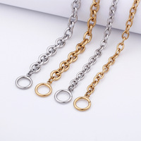 Collier en acier inoxydable à maillons ronds géométriques, chaîne O, bicolore or et argent, vente en gros, accessoires de bijoux pour homme MGBC1444
