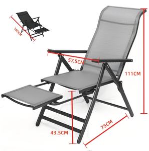 Складное кресло-шезлонг для улицы с подставкой для ног, дышащее сетчатое кресло-шезлонг из теслина с эффектом невесомости для патио, сада, кемпинга, пляжа - Product Image 4