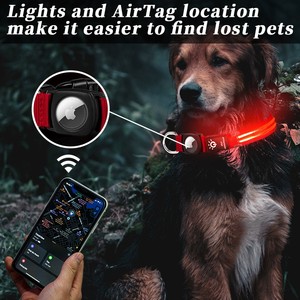 Collares DE SEGURIDAD <span class=keywords><strong>LED</strong></span> para mascotas de alta resistencia al agua para perros medianos y grandes AirTag Holder Light Up <span class=keywords><strong>LED</strong></span> <span class=keywords><strong>Dog</strong></span> Collar Light - Product Image 5