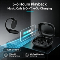 Écouteurs sans fil OWS à batterie amovible, Bluetooth 5.4, à oreille ouverte, avec haut-parleur de 15 mm, commande tactile, pour le sport