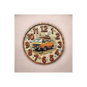 Colorful Nature Patterned Classical Round Wooden Table Wall <b>Clock</b> <b>Silent</b> with Numbered Gift for Home Decor 45x45cm - Product Image 1