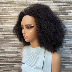 Perruque Demi-Tête en Gros 100% <span class=keywords><strong>Cheveux</strong></span> Humains Texture Crépu Bouclé 4c <span class=keywords><strong>Afro</strong></span> pour Femme Noire Bonnet Respirant 3/4 Flip Over <span class=keywords><strong>Coiffure</strong></span> Protectrice - Product Image 6