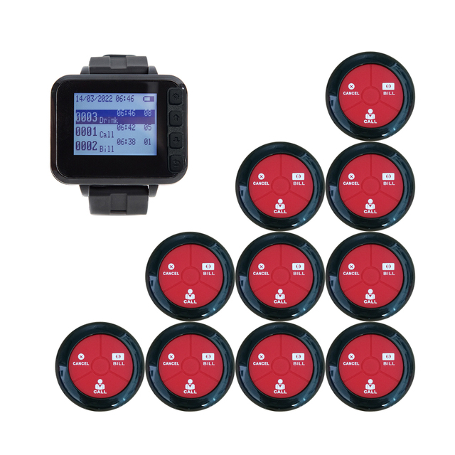 Wireless Wrist Watch Receiver Restaurant Page Fast Food Waiter Calling System 433MHz Restaurants Equipments