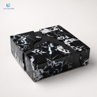 Table basse en marbre Luca Nero Marquina |   Blocs de marbre naturel à quatre côtés, rainurés en croix, polis, forme basse, ODM OEM