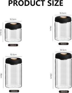 Barattolo in <span class=keywords><strong>Vetro</strong></span> Borosilicato Trasparente Ecologico <span class=keywords><strong>Sottovuoto</strong></span> per Conservazione Chicchi <span class=keywords><strong>di</strong></span> Caffè con Coperchi per Cucina e Campeggio - Product Image 4