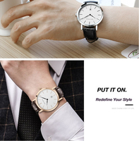 Montre à quartz minimaliste, cadran blanc, chiffres romains, boîtier argenté, bracelet en cuir d'alligator, montre-bracelet avec date