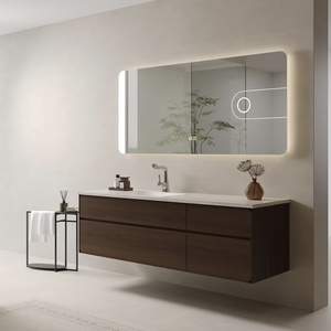 Gabinete de Baño de Madera de Nogal de Estilo Minimalista BALOM con Espejo Inteligente, Mueble Modular de Pared para Hotel y Hogar, Tamaño Personalizado - Product Image 3