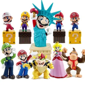 12 18 piezas Super Mario Bros Luigi juguete coleccionable PVC colección de figuras de acción para niños regalos al por mayor