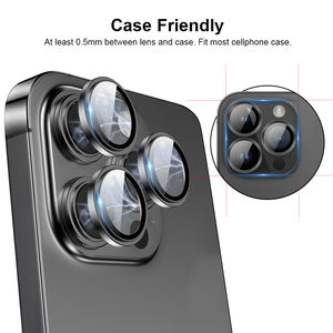 Protection d'objectif d'appareil photo transparente à couverture intégrale 9H pour <span class=keywords><strong>iPhone</strong></span> 11 à 17 Series, film en verre trempé anti-rayures AR - Product Image 1