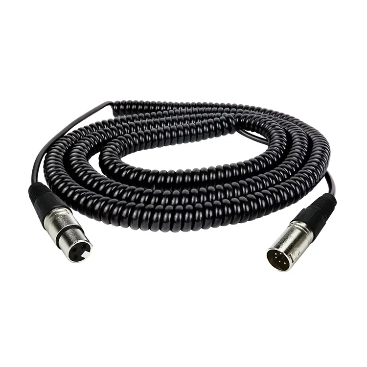 OEM High Definition Male to Female 3 PIN Connector Microphone Audio DMX XLR cable For Stage Light Equipment Spiral cable