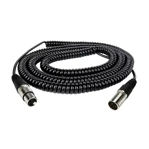 OEM Mikrofon Konektor 3 PIN Pria Ke Wanita, Kabel Audio DMX XLR Definisi Tinggi untuk Peralatan Lampu Panggung Kabel Spiral