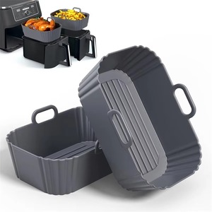 Revestimiento de silicona antiadherente rectangular para freidora de aire, reutilizable, para freidoras de doble cesta y como tapete de horno para hornear - Product Image 1