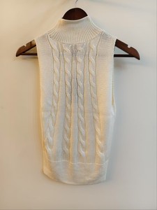 Luxurious Breathable Emerald White Computer Knit <b>Silk</b> <b>Sleeveless</b> O-Neck Casual <b>Top</b> - Product Image 4