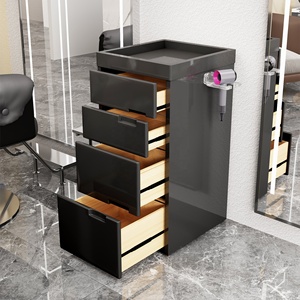 Rolling Hair Salon <b>Tool</b> Storage Cabinet Wood Barber Station <b>Trolley</b> with Heat-Resistant <b>Tool</b> Holder Beauty Salon Equipment - Product Image 2