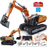 Reobrix 22003 Excavadora Mecánica Motorizada, Camión con Control Remoto por Aplicación, Vehículo RC, Bloques de Construcción de Plástico, Juguetes de Ladrillos