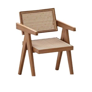 Rattan Chair Solid Wood Foldable <b>Armchair</b> For Home Balcony <b>Dining</b> Room Nordic Style - Product Image 2