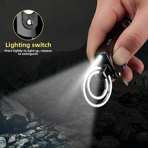 Porte-clés multifonctions allume-cigare avec lumière ouvrante Chargement <span class=keywords><strong>USB</strong></span> Briquet porte-clés portable extérieur en métal - Product Image 1