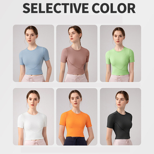 Camiseta Deportiva de Yoga de Manga Corta para Mujer, de Secado Rápido, Informal, para Gimnasio, Holgada - Product Image 6