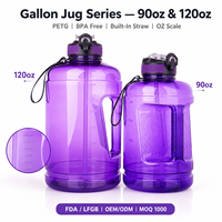 Bouteille de sport GEMFUL 2,2 litres en plastique dégradé, antidérapante, étanche, avec sangle, pour boire directement, compatible eau bouillante, idéale pour les voyages et la gym