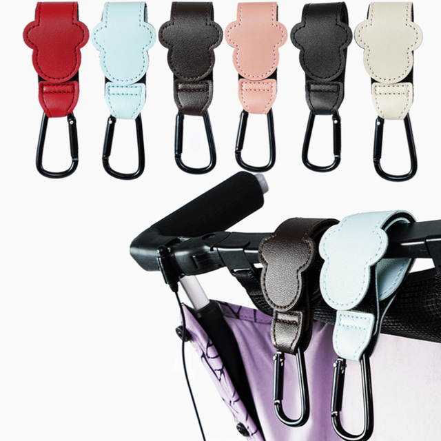 Baby Stroller Hook Shopping Cart Diaper Bag Holder Universal Cart Accessories PU Leather Style Stroller Hooks