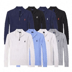 Maglione da Uomo Personalizzato di Lusso RL Ralphes, <span class=keywords><strong>Pullover</strong></span> in Maglia con Ricamo Laurenes, Casual con Zip a un Quarto, <span class=keywords><strong>Polo</strong></span> in Cotone per Uomo - Product Image 1