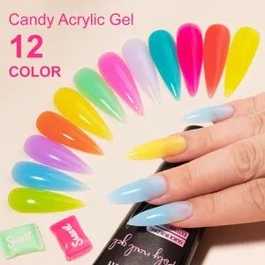 12 Couleurs Bonbons Gel Acrylique En Gros Fournitures Pour Les Ongles Personnalisé Marque Privée Uv Poligel Extension Des Ongles Poly Gel Acrylique