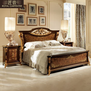 Letto Matrimoniale in Legno Massello Stile Europeo Italiano 1,8m con Contenitore per Camera da Letto Nuziale Arredamento Classico - Product Image 2