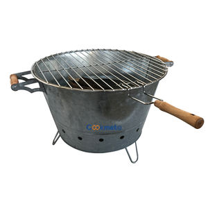 Barbecue portable en métal <span class=keywords><strong>avec</strong></span> plateau à charbon et poignée en <span class=keywords><strong>bois</strong></span>, support de seau pour barbecue - Product Image 2