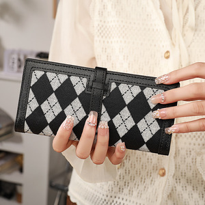 2025 Venta caliente nuevo estilo señoras cartera larga Color puro Simple pequeño cambio monedero grande Retro cartera - Product Image 1
