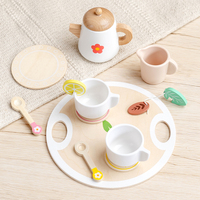 Juego de Té de Madera, Juguete de Imitación para Cocina, Taza, Platillos, Postres, Picnic, Fiesta, Niños, Niñas, 3-6 Años, Regalo
