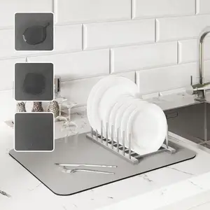 Tapis absorbant pour le séchage de la vaisselle sous-verre personnalisé en terre de diatomées, tapis antidérapant en caoutchouc pour le séchage de la vaisselle en vente en ligne sur Amazon