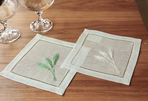 Serviette de cocktail rustique en lin de blé |   Serviette de table réutilisable en lin 100% naturel de qualité supérieure, motif orge, écologique pour la salle à manger - Product Image 2