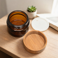 Pots cosmétiques avec couvercle en bambou pour soins de la peau, pour salle de bain et coiffeuse, au design unique et touche personnalisée