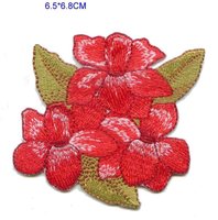 Écusson brodé personnalisé en tissu sergé haute densité, motif floral coloré, entièrement cousu