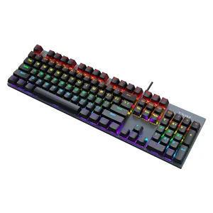 T17 यांत्रिक कीबोर्ड यूएसबी वायर्ड कीबोर्ड गेमिंग कंप्यूटर 104 चाबियाँ आरजीबी के लिए इंद्रधनुष प्रकाश ergonomics मल्टीमीडिया कीबोर्ड