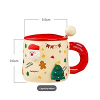 Mug de Noël magnétique avec couvercle et cuillère, grande capacité, dessin animé créatif, DIY, en céramique, cadeau de Noël