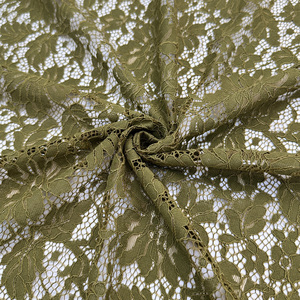 YY Hochwertiger Blumen-Nylon-Baumwollspitzenstoff Wimpern-Olivgrün Luxuriöser Französischer Spitzenstoff für Kleidung & Abendkleider - Product Image 5