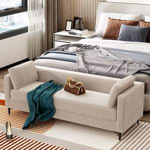 Banc <span class=keywords><strong>de</strong></span> <span class=keywords><strong>bout</strong></span> <span class=keywords><strong>de</strong></span> <span class=keywords><strong>lit</strong></span> moderne et minimaliste, long banc rembourré pour chambre à coucher ou dressing - Product Image 2