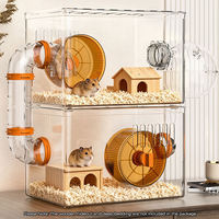 (Version améliorée) Grande cage de luxe en plastique pour hamster avec motif solide, espace extra-large pour hamster syrien doré, plateau en plastique
