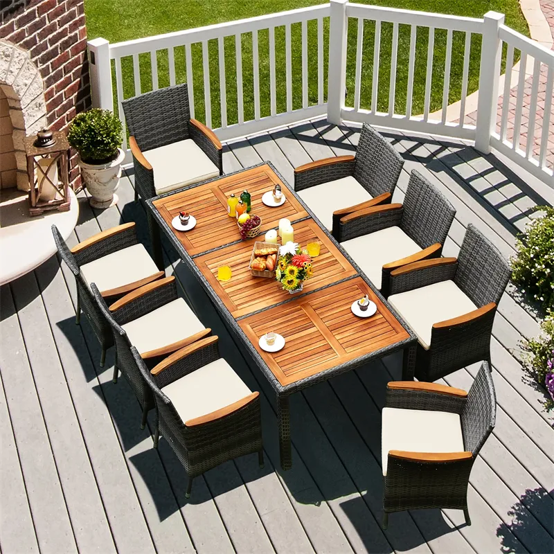 Altovis luxury rattan wicker handmade weaving 12 person patio furniture outdoor dinning table set