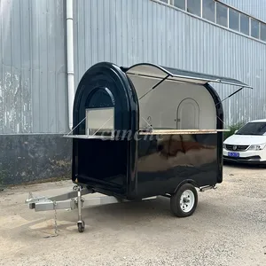 Carrito de Venta de Café y Pan de 2.2m, Color Negro, para Calle Comercial, Remolque para Galletas y Postres, Camión de Comida Móvil para Camping - Product Image 1