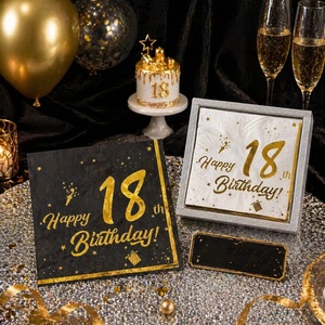 Serviettes dorées pour fête d'anniversaire 18 ans, double épaisseur et épaisses, serviettes en <span class=keywords><strong>papier</strong></span> spéciales pour la décoration de fête d'adultes. - Product Image 6